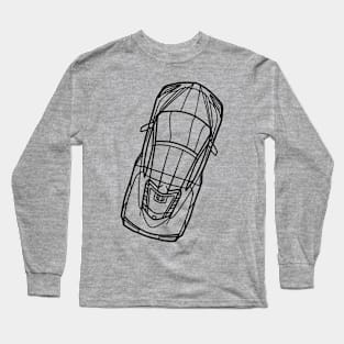 Black C8 racecar Silhouette Outline Supercar Sports car Racing car Long Sleeve T-Shirt